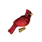 Enfeites de Natal do Velho Mundo: Coleção Bird Watcher Glass Blowown Ornaments para a árvore de Natal, Descansando Cardinal