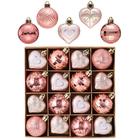 Enfeites de Natal Valery Madelyn Heart 5 cm 16 unidades em ouro rosa