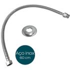 Engate Mangueira Flexível Trançado Aço Inox 60cm Quente Fria Macho Femea 1/2 Ligação Entrada de Agua Rabicho Engate Vaso Sanitario Caixa Acoplada