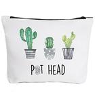 Engraçado Green Pot Head Makeup Bag Gift for Women Best Friends Sister Teens Makeup Lover Bonito Pote Cabeça Maquiagem Zíper Bolsa Bolsa Cosméticos Acessórios de Viagem Saco Papel Higiênico Caso Presentes para o Natal do Aniversário