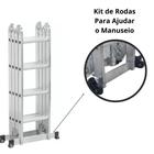 Escada Articulada De Aluminio Com Rodas 16 Degraus