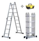 Escada De Aluminio 4x4 16 Degraus 4,7mts + Caixa de Ferramentas