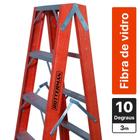 Escada de fibra de vidro 10 degraus 3,0 m modelo americano dupla - Profissional - Rotterman