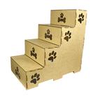 Escada De Pet Feita Em Madeira MDF Natural Para Cachorro E Gato 60cm De Altura 4 Degraus