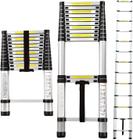 Escada Extensível de 5 Metros, Escada Telescópica, Escada Interna, Pés de Borracha, Antiderrapantes, Escada de Alumínio Portátil, 150KG Carga Máx - Nakasaki