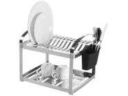 Escorredor De Louça Aço Inox 12 Pratos + Porta Talher Brinox