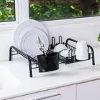 Escorredor De Louça Cozinha Londres Porta Talheres e Copos Cozinha Preto - METALTRU