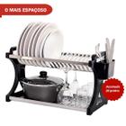 Escorredor de Pratos Alto Preto Inox 20 Pratos - Domum