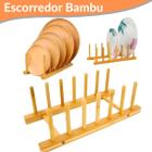Escorredor Loucas Em Bambu Suporte Porta Prato Copos Madeira Organizador Multiuso Decoração Marrom
