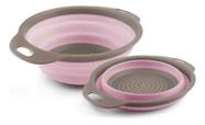 Escorredor Macarrão Legumes Retrátil Silicone - Rosa