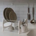 Escorredor Para Pratos Louça Verona Cozinha Duplo Porta Talheres Branco Metaltru