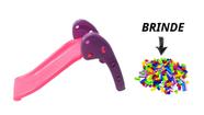 Escorregador Baby 2 Degraus Para Meninas Na cor Rosa Com glitter e Escadinha Roxa-Escorregador Pequeno Para Os Primeiros - Valentina Brinquedo