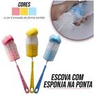Escova com esponja para Lavar Garrafinhas de Água/Mamadeiras/copos e outros