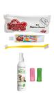 Escova de dente para cachorro com dedeira creme e spray bucal com estojo