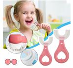 Escova De Dentes Infantil 360 rosa Em Forma De U Para Crianças macia 2-6 anos