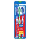 Escova Dental Colgate Extra Clean Média Cores Sortidas com Limpador de Língua Leve 3 Pague 2 Unidades