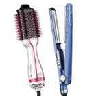 Escova Gama Italy 4 Em 1 Ceramica Ion Secadora Alisadora 1300w Cabelo Glamour Pink Prancha Titanium Progressiva Ultra