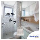 Escova Sanitária Cabo Inox C/ Suporte Quadrado Branco