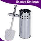 Escova Sanitária Vassoura Vaso Em Aço Inox Suporte Cerdas Flexíveis Banheiro Limpeza