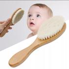 Escovinha Madeira Para Cabelo De Bebê Cerdas Macia Infantil