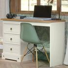 Escrivaninha 3 Gavetas com Tampo em Madeira Maciça Smile Creme/Carvalho