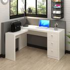 Escrivaninha Canto Escritório Home Office 3 Gavetas Branco