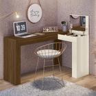 Escrivaninha De Canto Com Penteadeira Jade com nicho espelho Porta basculante  Design Moderno - Freijo / Off White