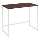 Escrivaninha F83 Madeira Taeda Castanho 80x75 cm Base Aço Branco Dmobiliario - Daf Mobiliario