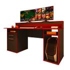 Escrivaninha gamer Pro Dual Screen REDWOLF Led Vermelha