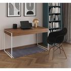 Escrivaninha Home Office Estilo Industrial Malta Amêndoa 137x53cm Ferro Branco com 1 Poltrona Preta