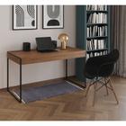 Escrivaninha Home Office Estilo Industrial Malta Amêndoa 137x53cm Ferro Preto com 1 Poltrona Preta E - CASA PRIME