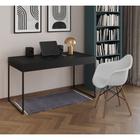 Escrivaninha Home Office Estilo Industrial Malta Preta 137x53cm Ferro Preto com 1 Poltrona Branca Ea