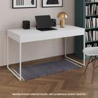 Escrivaninha Industrial Madeira Padrão Office Branca Malta 137x53cm com Base em Ferro Branco