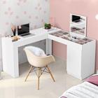 Escrivaninha Mesa Escritório Penteadeira de Canto 136x136cm com Espelho 1 Porta Star