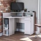 Escrivaninha Mesa Para Computador em MDP 1 Gaveta 1 Prateleira 4 Nicho Quarto Home Office Branco