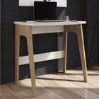 Escrivaninha Mesa Para Computador Escritório Home Office Quarto Pés MDF Branco Com Marrom