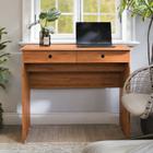 Escrivaninha Mesa Para Computador Notebook Com 2 Gavetas Home Office 90 cm Na Cor Freijó