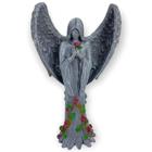 Escultura Anjo Negro Fêmea 25Cm Cor Cimento Claro Em Resina