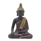 ESCULTURA BUDA PRETO MARROM E DOURADO 12,5cm - Espressione