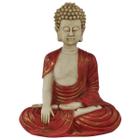Escultura Buda Tibetano Sentado Estátua Decorativa Vermelha