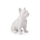 Escultura cachorro bulldog branco em poliresina