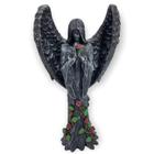 Escultura Castiçal Anjo Negro Fêmea Ou Macho Em Resina 25 Cm