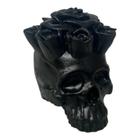 Escultura Caveira Rosa em Resina 8,5cm Preto - Bialluz