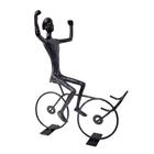 Escultura Ciclista Preto Decorativo 18X15X10Cm Minimalista