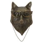 Escultura de cabeça de animal de resina bronzeada com óculos Bear Estátua Parede Decoração - Lobo