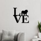 Escultura de Parde em MDF Love Bulldog Inglês - PS Decor