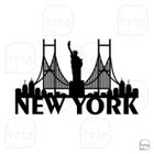 Escultura de Parede Decorativo Cidade New York 60x36cm - Linha Preta