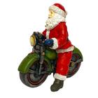 Escultura de resina decorativa papai noel na motocicleta