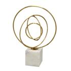 ESCULTURA DECOR ACO INOXIDAVEL DOURADO E MARMORE BRANCO 30cm