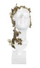 ESCULTURA DECOR ROSTO FEMININO EM RESINA BRANCO DOURADO 32cm - Flor Arte